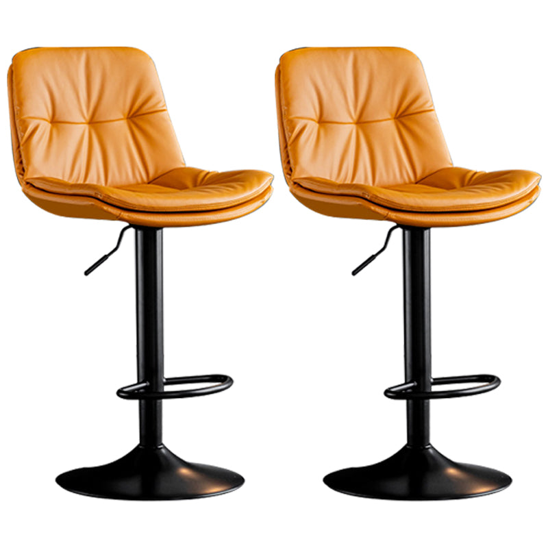 Adjustable Height Metal Leather Counter Stools Swivel Scandinavian Bar Stools Black Orange 2 Piece Set Clearhalo 'Bar Furniture' 'Bar Stools' 'bar_stools' 'furn' 'furn_bar_stools' 'furniture_bar_stools' 'Kitchen & Dining Furniture' 'kitchen&dining_furn' 'kitchen' 'kitchen_furn' Furniture' 4392711