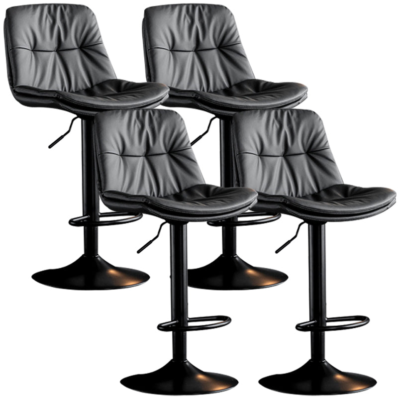 Adjustable Height Metal Leather Counter Stools Swivel Scandinavian Bar Stools Black Dark Gray 4 Piece Set Clearhalo 'Bar Furniture' 'Bar Stools' 'bar_stools' 'furn' 'furn_bar_stools' 'furniture_bar_stools' 'Kitchen & Dining Furniture' 'kitchen&dining_furn' 'kitchen' 'kitchen_furn' Furniture' 4392712