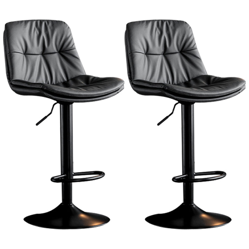 Adjustable Height Metal Leather Counter Stools Swivel Scandinavian Bar Stools Black Dark Gray 2 Piece Set Clearhalo 'Bar Furniture' 'Bar Stools' 'bar_stools' 'furn' 'furn_bar_stools' 'furniture_bar_stools' 'Kitchen & Dining Furniture' 'kitchen&dining_furn' 'kitchen' 'kitchen_furn' Furniture' 4392714