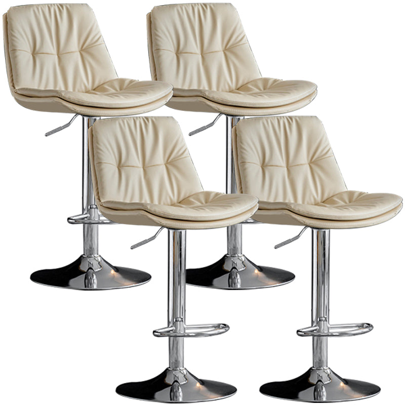 Adjustable Height Metal Leather Counter Stools Swivel Scandinavian Bar Stools Chrome Beige 4 Piece Set Clearhalo 'Bar Furniture' 'Bar Stools' 'bar_stools' 'furn' 'furn_bar_stools' 'furniture_bar_stools' 'Kitchen & Dining Furniture' 'kitchen&dining_furn' 'kitchen' 'kitchen_furn' Furniture' 4392715