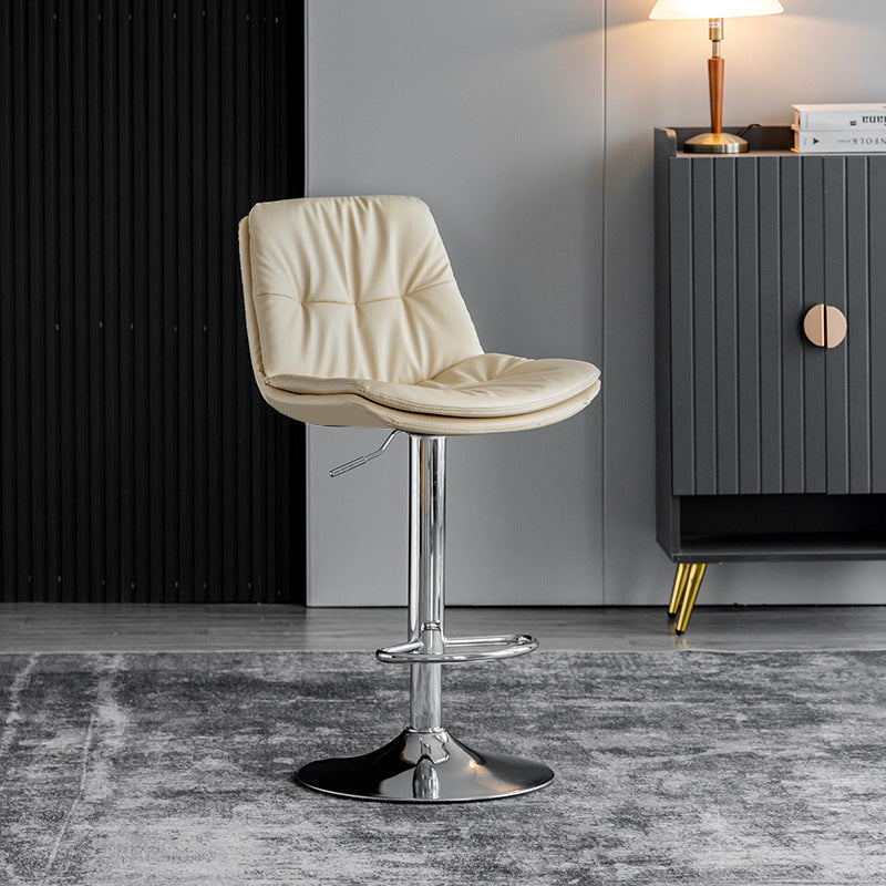 Adjustable Height Metal Leather Counter Stools Swivel Scandinavian Bar Stools Chrome Beige 1 Piece Clearhalo 'Bar Furniture' 'Bar Stools' 'bar_stools' 'furn' 'furn_bar_stools' 'furniture_bar_stools' 'Kitchen & Dining Furniture' 'kitchen&dining_furn' 'kitchen' 'kitchen_furn' Furniture' 4392716