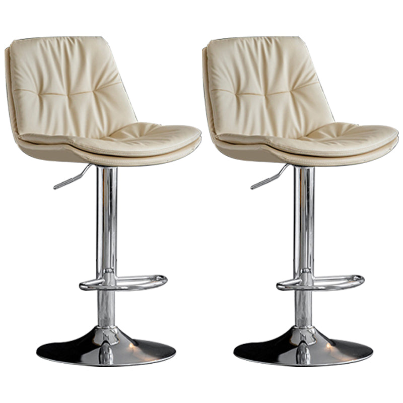 Adjustable Height Metal Leather Counter Stools Swivel Scandinavian Bar Stools Chrome Beige 2 Piece Set Clearhalo 'Bar Furniture' 'Bar Stools' 'bar_stools' 'furn' 'furn_bar_stools' 'furniture_bar_stools' 'Kitchen & Dining Furniture' 'kitchen&dining_furn' 'kitchen' 'kitchen_furn' Furniture' 4392717