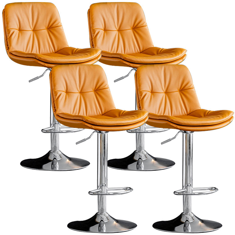 Adjustable Height Metal Leather Counter Stools Swivel Scandinavian Bar Stools Chrome Orange 4 Piece Set Clearhalo 'Bar Furniture' 'Bar Stools' 'bar_stools' 'furn' 'furn_bar_stools' 'furniture_bar_stools' 'Kitchen & Dining Furniture' 'kitchen&dining_furn' 'kitchen' 'kitchen_furn' Furniture' 4392718