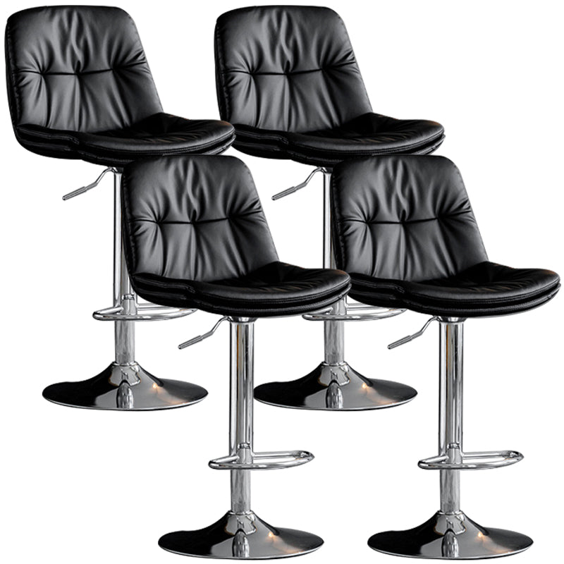 Adjustable Height Metal Leather Counter Stools Swivel Scandinavian Bar Stools Chrome Black 4 Piece Set Clearhalo 'Bar Furniture' 'Bar Stools' 'bar_stools' 'furn' 'furn_bar_stools' 'furniture_bar_stools' 'Kitchen & Dining Furniture' 'kitchen&dining_furn' 'kitchen' 'kitchen_furn' Furniture' 4392724