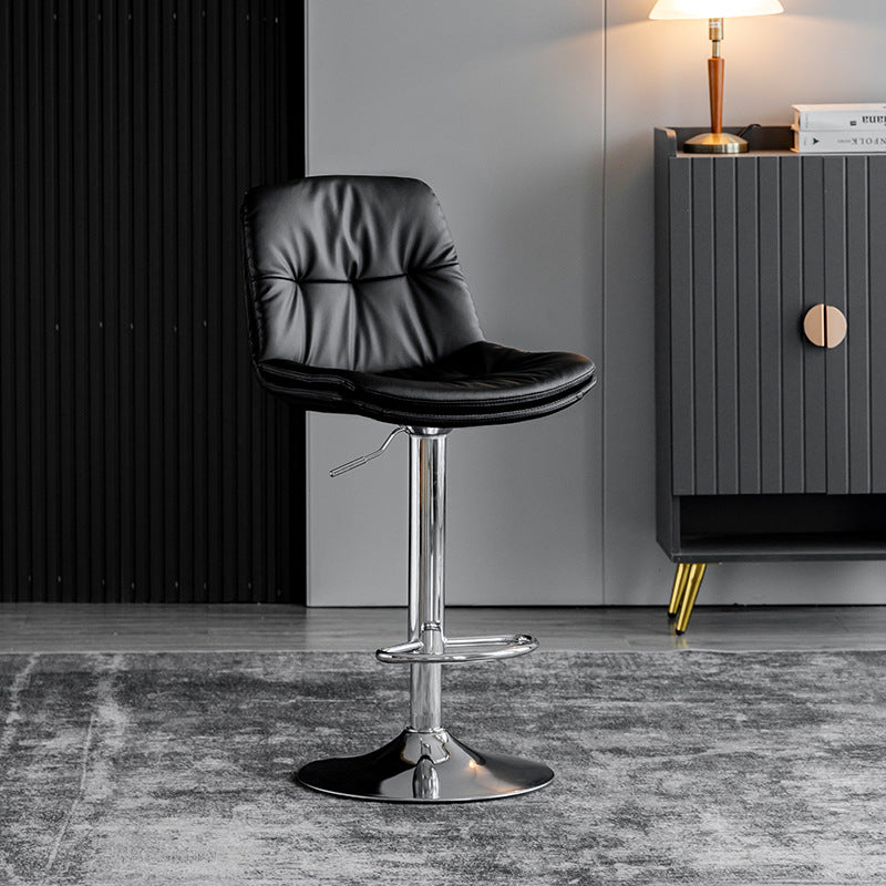 Adjustable Height Metal Leather Counter Stools Swivel Scandinavian Bar Stools Chrome Black 1 Piece Clearhalo 'Bar Furniture' 'Bar Stools' 'bar_stools' 'furn' 'furn_bar_stools' 'furniture_bar_stools' 'Kitchen & Dining Furniture' 'kitchen&dining_furn' 'kitchen' 'kitchen_furn' Furniture' 4392725