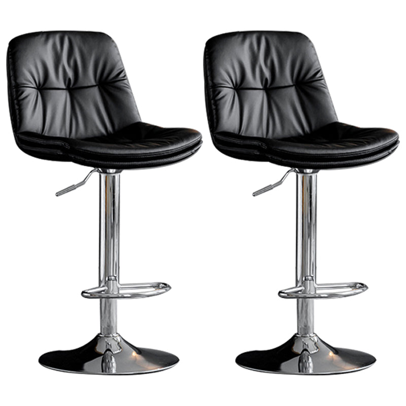 Adjustable Height Metal Leather Counter Stools Swivel Scandinavian Bar Stools Chrome Black 2 Piece Set Clearhalo 'Bar Furniture' 'Bar Stools' 'bar_stools' 'furn' 'furn_bar_stools' 'furniture_bar_stools' 'Kitchen & Dining Furniture' 'kitchen&dining_furn' 'kitchen' 'kitchen_furn' Furniture' 4392726