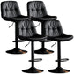 Adjustable Height Metal Leather Counter Stools Swivel Scandinavian Bar Stools Black Black 4 Piece Set Clearhalo 'Bar Furniture' 'Bar Stools' 'bar_stools' 'furn' 'furn_bar_stools' 'furniture_bar_stools' 'Kitchen & Dining Furniture' 'kitchen&dining_furn' 'kitchen' 'kitchen_furn' Furniture' 4392727
