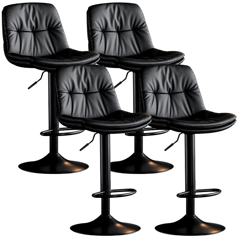 Adjustable Height Metal Leather Counter Stools Swivel Scandinavian Bar Stools Black Black 4 Piece Set Clearhalo 'Bar Furniture' 'Bar Stools' 'bar_stools' 'furn' 'furn_bar_stools' 'furniture_bar_stools' 'Kitchen & Dining Furniture' 'kitchen&dining_furn' 'kitchen' 'kitchen_furn' Furniture' 4392727