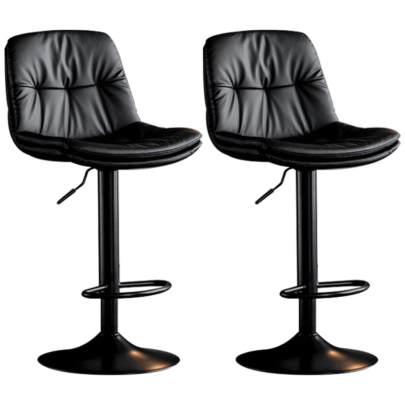 Adjustable Height Metal Leather Counter Stools Swivel Scandinavian Bar Stools Black Black 2 Piece Set Clearhalo 'Bar Furniture' 'Bar Stools' 'bar_stools' 'furn' 'furn_bar_stools' 'furniture_bar_stools' 'Kitchen & Dining Furniture' 'kitchen&dining_furn' 'kitchen' 'kitchen_furn' Furniture' 4392729