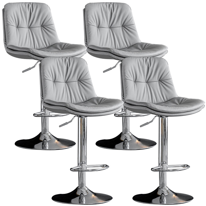 Adjustable Height Metal Leather Counter Stools Swivel Scandinavian Bar Stools Chrome Gray 4 Piece Set Clearhalo 'Bar Furniture' 'Bar Stools' 'bar_stools' 'furn' 'furn_bar_stools' 'furniture_bar_stools' 'Kitchen & Dining Furniture' 'kitchen&dining_furn' 'kitchen' 'kitchen_furn' Furniture' 4392730