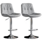 Adjustable Height Metal Leather Counter Stools Swivel Scandinavian Bar Stools Chrome Gray 2 Piece Set Clearhalo 'Bar Furniture' 'Bar Stools' 'bar_stools' 'furn' 'furn_bar_stools' 'furniture_bar_stools' 'Kitchen & Dining Furniture' 'kitchen&dining_furn' 'kitchen' 'kitchen_furn' Furniture' 4392732