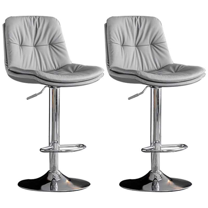 Adjustable Height Metal Leather Counter Stools Swivel Scandinavian Bar Stools Chrome Gray 2 Piece Set Clearhalo 'Bar Furniture' 'Bar Stools' 'bar_stools' 'furn' 'furn_bar_stools' 'furniture_bar_stools' 'Kitchen & Dining Furniture' 'kitchen&dining_furn' 'kitchen' 'kitchen_furn' Furniture' 4392732