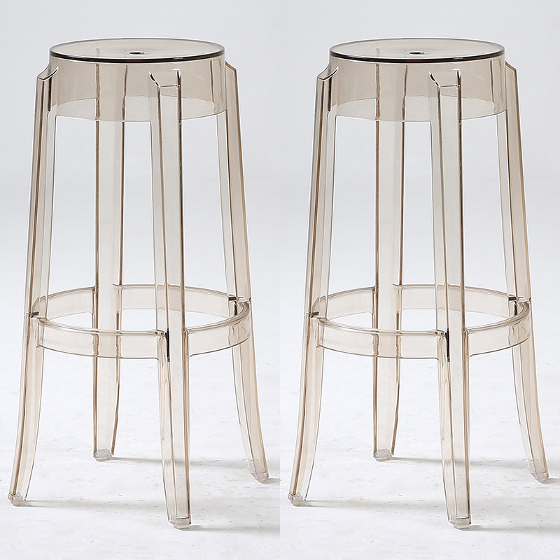 Stackable Clear Plastic Counter Stools Backless Scandinavian Bar Stools (Set of 2) Amber 2 Piece Set Bar Stool(30"H) Clearhalo 'Bar Furniture' 'Bar Stools' 'bar_stools' 'furn' 'furn_bar_stools' 'furniture_bar_stools' 'Kitchen & Dining Furniture' 'kitchen&dining_furn' 'kitchen' 'kitchen_furn' Furniture' 4392774