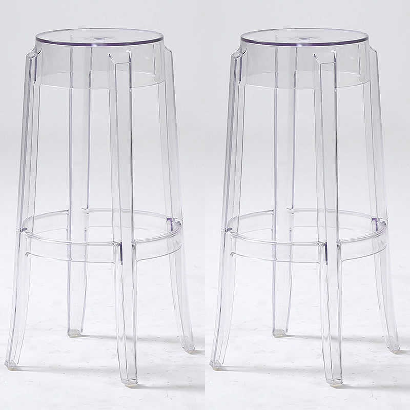 Stackable Clear Plastic Counter Stools Backless Scandinavian Bar Stools (Set of 2) Clear 2 Piece Set Bar Stool(30"H) Clearhalo 'Bar Furniture' 'Bar Stools' 'bar_stools' 'furn' 'furn_bar_stools' 'furniture_bar_stools' 'Kitchen & Dining Furniture' 'kitchen&dining_furn' 'kitchen' 'kitchen_furn' Furniture' 4392775