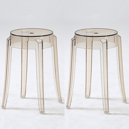 Stackable Clear Plastic Counter Stools Backless Scandinavian Bar Stools (Set of 2) Amber 2 Piece Set Short Stool(18"H) Clearhalo 'Bar Furniture' 'Bar Stools' 'bar_stools' 'furn' 'furn_bar_stools' 'furniture_bar_stools' 'Kitchen & Dining Furniture' 'kitchen&dining_furn' 'kitchen' 'kitchen_furn' Furniture' 4392777