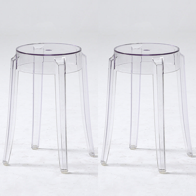 Stackable Clear Plastic Counter Stools Backless Scandinavian Bar Stools (Set of 2) Clear 2 Piece Set Short Stool(18"H) Clearhalo 'Bar Furniture' 'Bar Stools' 'bar_stools' 'furn' 'furn_bar_stools' 'furniture_bar_stools' 'Kitchen & Dining Furniture' 'kitchen&dining_furn' 'kitchen' 'kitchen_furn' Furniture' 4392779