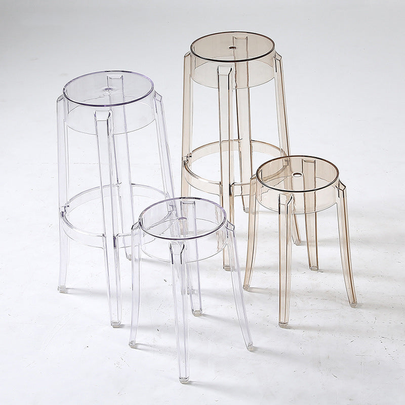 Stackable Clear Plastic Counter Stools Backless Scandinavian Bar Stools (Set of 2) Clearhalo 'Bar Furniture' 'Bar Stools' 'bar_stools' 'furn' 'furn_bar_stools' 'furniture_bar_stools' 'Kitchen & Dining Furniture' 'kitchen&dining_furn' 'kitchen' 'kitchen_furn' Furniture' 4392785