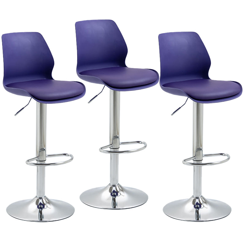 Adjustable Height Metal Plastic Counter Stools Swivel Scandinavian Bar Stools (Set of 3) Purple 3 Piece Set Clearhalo 'Bar Furniture' 'Bar Stools' 'bar_stools' 'furn' 'furn_bar_stools' 'furniture_bar_stools' 'Kitchen & Dining Furniture' 'kitchen&dining_furn' 'kitchen' 'kitchen_furn' Furniture' 4392797