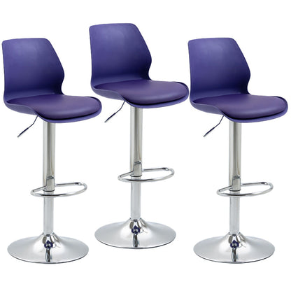 Adjustable Height Metal Plastic Counter Stools Swivel Scandinavian Bar Stools (Set of 3) Purple 3 Piece Set Clearhalo 'Bar Furniture' 'Bar Stools' 'bar_stools' 'furn' 'furn_bar_stools' 'furniture_bar_stools' 'Kitchen & Dining Furniture' 'kitchen&dining_furn' 'kitchen' 'kitchen_furn' Furniture' 4392797