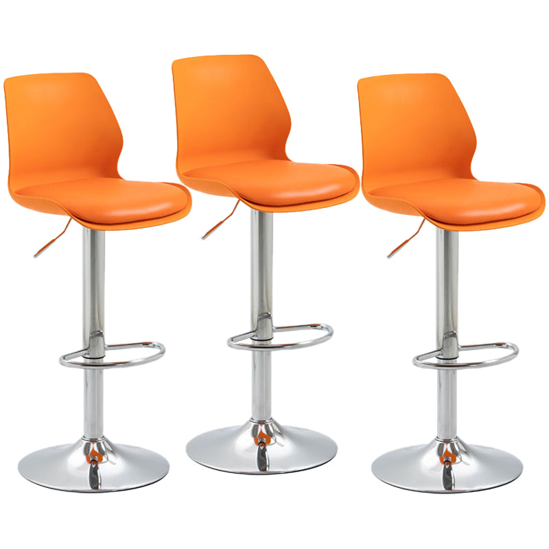 Adjustable Height Metal Plastic Counter Stools Swivel Scandinavian Bar Stools (Set of 3) Orange 3 Piece Set Clearhalo 'Bar Furniture' 'Bar Stools' 'bar_stools' 'furn' 'furn_bar_stools' 'furniture_bar_stools' 'Kitchen & Dining Furniture' 'kitchen&dining_furn' 'kitchen' 'kitchen_furn' Furniture' 4392808
