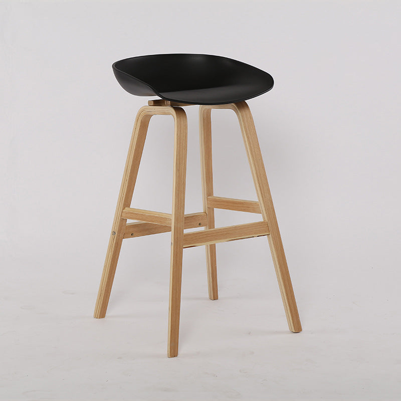 Wood Plastic Counter Stools Backless Scandinavian Bar Stools with Bucket Seat Natural Black 1 Piece Clearhalo 'Bar Furniture' 'Bar Stools' 'bar_stools' 'furn' 'furn_bar_stools' 'furniture_bar_stools' 'Kitchen & Dining Furniture' 'kitchen&dining_furn' 'kitchen' 'kitchen_furn' Furniture' 4392815