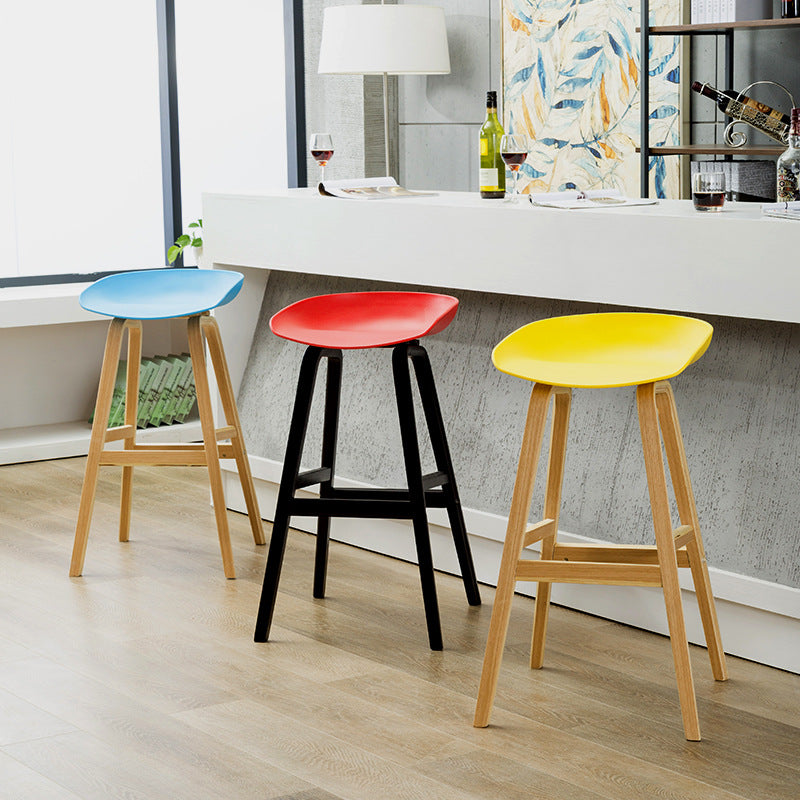 Wood Plastic Counter Stools Backless Scandinavian Bar Stools with Bucket Seat Clearhalo 'Bar Furniture' 'Bar Stools' 'bar_stools' 'furn' 'furn_bar_stools' 'furniture_bar_stools' 'Kitchen & Dining Furniture' 'kitchen&dining_furn' 'kitchen' 'kitchen_furn' Furniture' 4392817