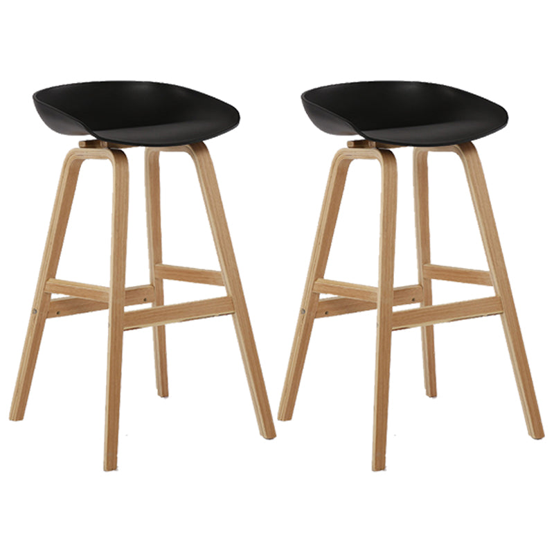 Wood Plastic Counter Stools Backless Scandinavian Bar Stools with Bucket Seat Natural Black 2 Piece Set Clearhalo 'Bar Furniture' 'Bar Stools' 'bar_stools' 'furn' 'furn_bar_stools' 'furniture_bar_stools' 'Kitchen & Dining Furniture' 'kitchen&dining_furn' 'kitchen' 'kitchen_furn' Furniture' 4392818