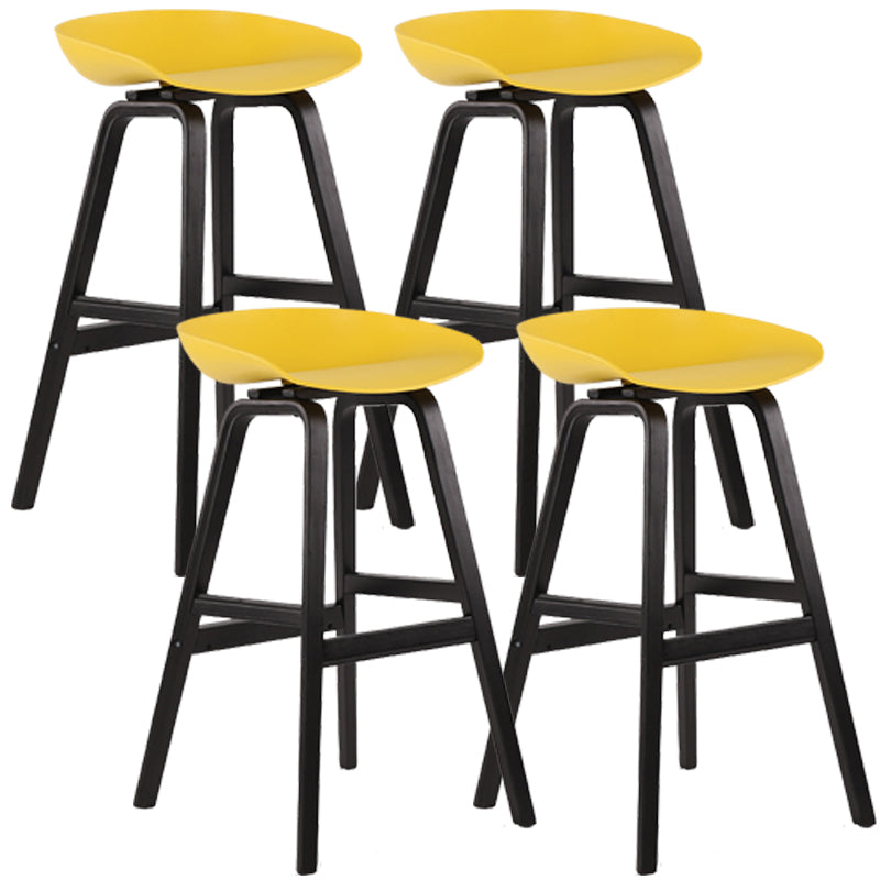 Wood Plastic Counter Stools Backless Scandinavian Bar Stools with Bucket Seat Black Yellow 4 Piece Set Clearhalo 'Bar Furniture' 'Bar Stools' 'bar_stools' 'furn' 'furn_bar_stools' 'furniture_bar_stools' 'Kitchen & Dining Furniture' 'kitchen&dining_furn' 'kitchen' 'kitchen_furn' Furniture' 4392819