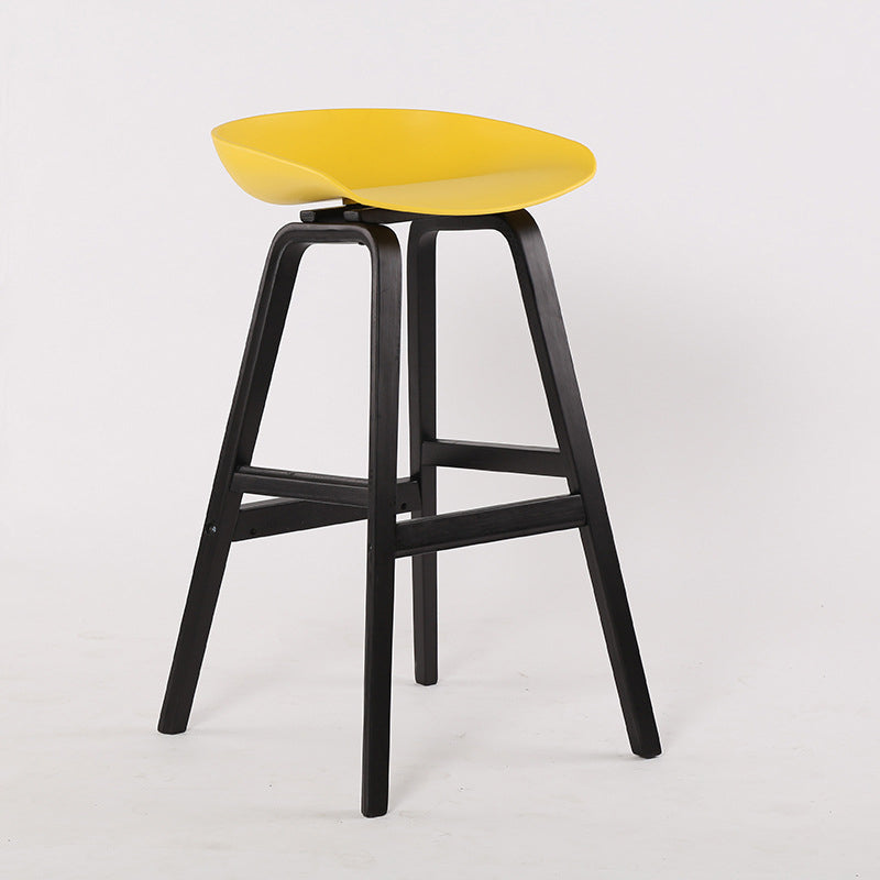 Wood Plastic Counter Stools Backless Scandinavian Bar Stools with Bucket Seat Black Yellow 1 Piece Clearhalo 'Bar Furniture' 'Bar Stools' 'bar_stools' 'furn' 'furn_bar_stools' 'furniture_bar_stools' 'Kitchen & Dining Furniture' 'kitchen&dining_furn' 'kitchen' 'kitchen_furn' Furniture' 4392821