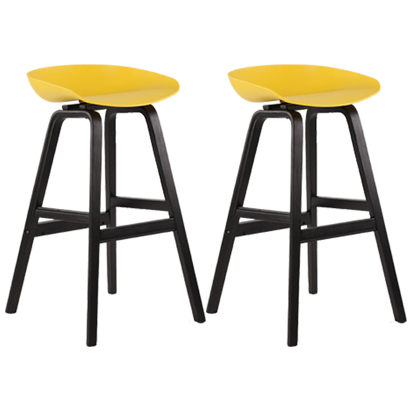 Wood Plastic Counter Stools Backless Scandinavian Bar Stools with Bucket Seat Black Yellow 2 Piece Set Clearhalo 'Bar Furniture' 'Bar Stools' 'bar_stools' 'furn' 'furn_bar_stools' 'furniture_bar_stools' 'Kitchen & Dining Furniture' 'kitchen&dining_furn' 'kitchen' 'kitchen_furn' Furniture' 4392824