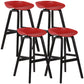 Wood Plastic Counter Stools Backless Scandinavian Bar Stools with Bucket Seat Black Red 4 Piece Set Clearhalo 'Bar Furniture' 'Bar Stools' 'bar_stools' 'furn' 'furn_bar_stools' 'furniture_bar_stools' 'Kitchen & Dining Furniture' 'kitchen&dining_furn' 'kitchen' 'kitchen_furn' Furniture' 4392826