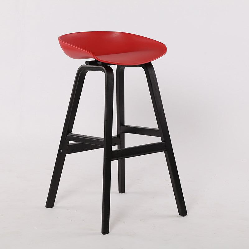 Wood Plastic Counter Stools Backless Scandinavian Bar Stools with Bucket Seat Black Red 1 Piece Clearhalo 'Bar Furniture' 'Bar Stools' 'bar_stools' 'furn' 'furn_bar_stools' 'furniture_bar_stools' 'Kitchen & Dining Furniture' 'kitchen&dining_furn' 'kitchen' 'kitchen_furn' Furniture' 4392828