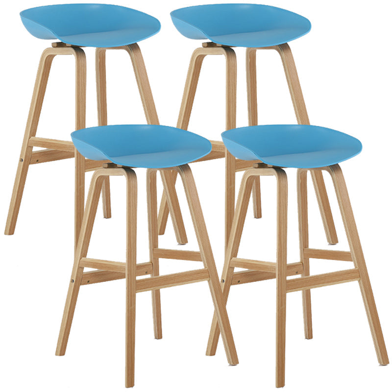 Wood Plastic Counter Stools Backless Scandinavian Bar Stools with Bucket Seat Natural Blue 4 Piece Set Clearhalo 'Bar Furniture' 'Bar Stools' 'bar_stools' 'furn' 'furn_bar_stools' 'furniture_bar_stools' 'Kitchen & Dining Furniture' 'kitchen&dining_furn' 'kitchen' 'kitchen_furn' Furniture' 4392832
