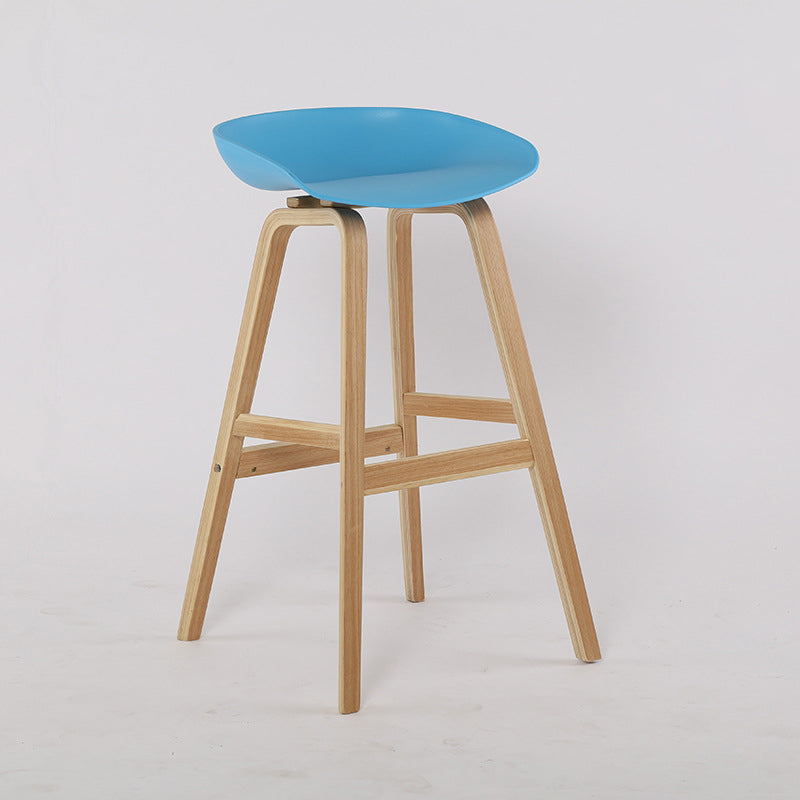 Wood Plastic Counter Stools Backless Scandinavian Bar Stools with Bucket Seat Natural Blue 1 Piece Clearhalo 'Bar Furniture' 'Bar Stools' 'bar_stools' 'furn' 'furn_bar_stools' 'furniture_bar_stools' 'Kitchen & Dining Furniture' 'kitchen&dining_furn' 'kitchen' 'kitchen_furn' Furniture' 4392834