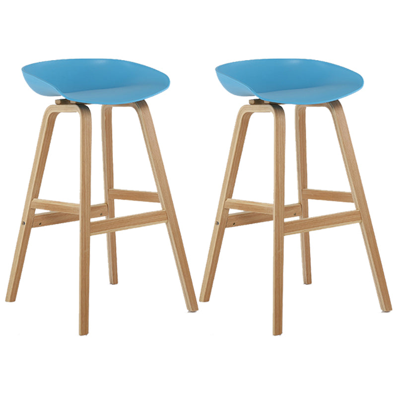 Wood Plastic Counter Stools Backless Scandinavian Bar Stools with Bucket Seat Natural Blue 2 Piece Set Clearhalo 'Bar Furniture' 'Bar Stools' 'bar_stools' 'furn' 'furn_bar_stools' 'furniture_bar_stools' 'Kitchen & Dining Furniture' 'kitchen&dining_furn' 'kitchen' 'kitchen_furn' Furniture' 4392835