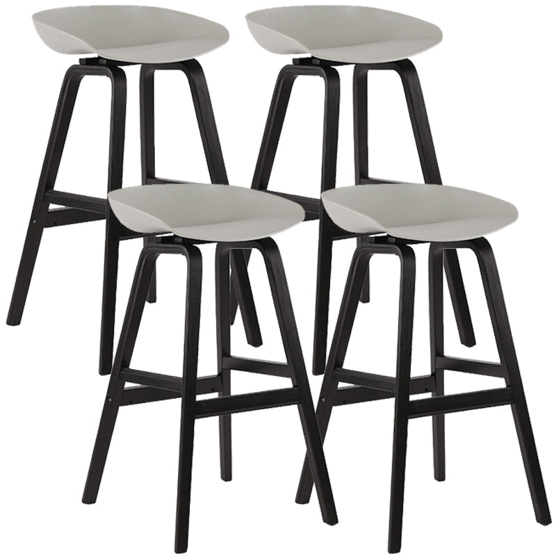 Wood Plastic Counter Stools Backless Scandinavian Bar Stools with Bucket Seat Black Gray 4 Piece Set Clearhalo 'Bar Furniture' 'Bar Stools' 'bar_stools' 'furn' 'furn_bar_stools' 'furniture_bar_stools' 'Kitchen & Dining Furniture' 'kitchen&dining_furn' 'kitchen' 'kitchen_furn' Furniture' 4392836
