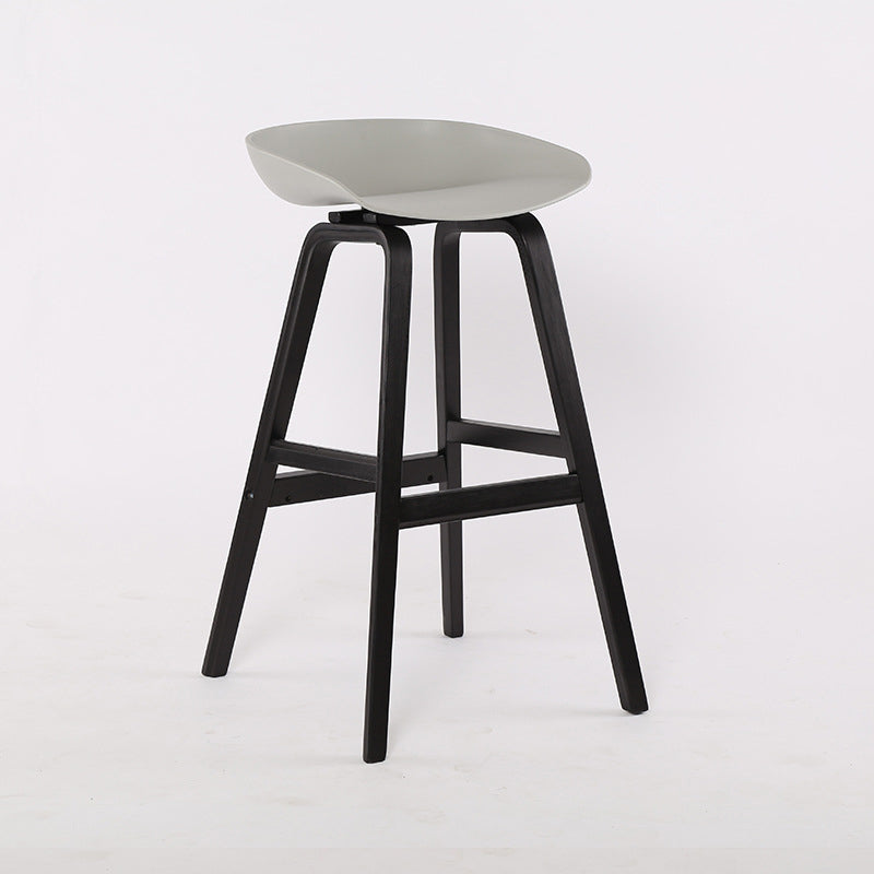 Wood Plastic Counter Stools Backless Scandinavian Bar Stools with Bucket Seat Black Gray 1 Piece Clearhalo 'Bar Furniture' 'Bar Stools' 'bar_stools' 'furn' 'furn_bar_stools' 'furniture_bar_stools' 'Kitchen & Dining Furniture' 'kitchen&dining_furn' 'kitchen' 'kitchen_furn' Furniture' 4392837