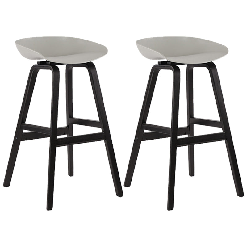 Wood Plastic Counter Stools Backless Scandinavian Bar Stools with Bucket Seat Black Gray 2 Piece Set Clearhalo 'Bar Furniture' 'Bar Stools' 'bar_stools' 'furn' 'furn_bar_stools' 'furniture_bar_stools' 'Kitchen & Dining Furniture' 'kitchen&dining_furn' 'kitchen' 'kitchen_furn' Furniture' 4392838