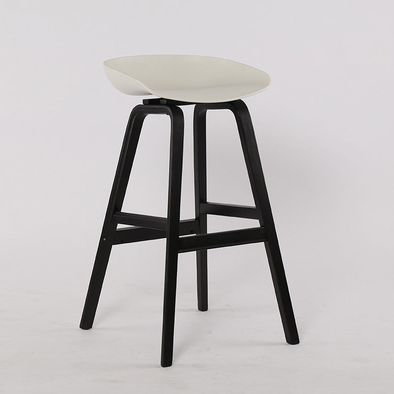 Wood Plastic Counter Stools Backless Scandinavian Bar Stools with Bucket Seat Black White 1 Piece Clearhalo 'Bar Furniture' 'Bar Stools' 'bar_stools' 'furn' 'furn_bar_stools' 'furniture_bar_stools' 'Kitchen & Dining Furniture' 'kitchen&dining_furn' 'kitchen' 'kitchen_furn' Furniture' 4392840