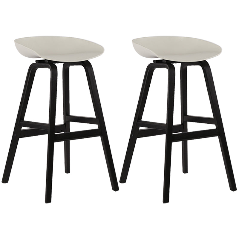 Wood Plastic Counter Stools Backless Scandinavian Bar Stools with Bucket Seat Black White 2 Piece Set Clearhalo 'Bar Furniture' 'Bar Stools' 'bar_stools' 'furn' 'furn_bar_stools' 'furniture_bar_stools' 'Kitchen & Dining Furniture' 'kitchen&dining_furn' 'kitchen' 'kitchen_furn' Furniture' 4392841