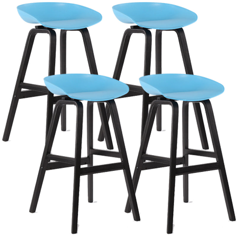 Wood Plastic Counter Stools Backless Scandinavian Bar Stools with Bucket Seat Black Blue 4 Piece Set Clearhalo 'Bar Furniture' 'Bar Stools' 'bar_stools' 'furn' 'furn_bar_stools' 'furniture_bar_stools' 'Kitchen & Dining Furniture' 'kitchen&dining_furn' 'kitchen' 'kitchen_furn' Furniture' 4392842