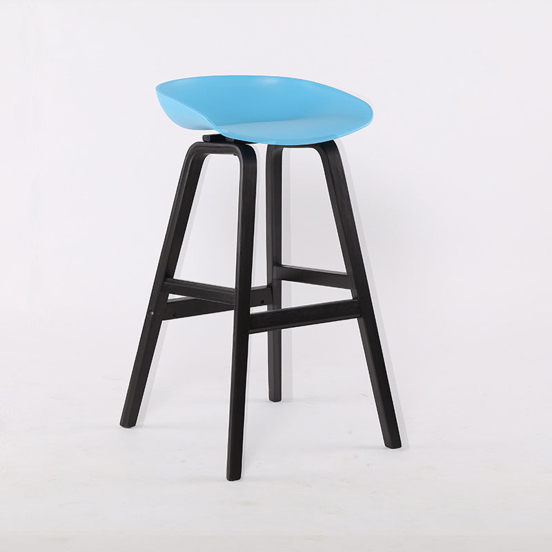 Wood Plastic Counter Stools Backless Scandinavian Bar Stools with Bucket Seat Black Blue 1 Piece Clearhalo 'Bar Furniture' 'Bar Stools' 'bar_stools' 'furn' 'furn_bar_stools' 'furniture_bar_stools' 'Kitchen & Dining Furniture' 'kitchen&dining_furn' 'kitchen' 'kitchen_furn' Furniture' 4392843