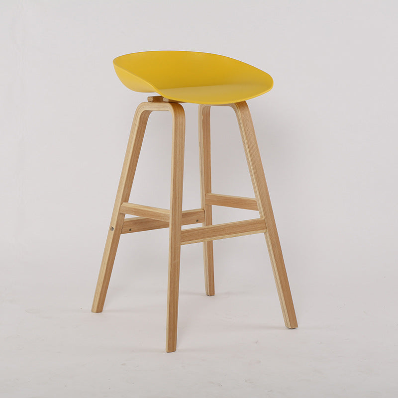 Wood Plastic Counter Stools Backless Scandinavian Bar Stools with Bucket Seat Natural Yellow 1 Piece Clearhalo 'Bar Furniture' 'Bar Stools' 'bar_stools' 'furn' 'furn_bar_stools' 'furniture_bar_stools' 'Kitchen & Dining Furniture' 'kitchen&dining_furn' 'kitchen' 'kitchen_furn' Furniture' 4392846