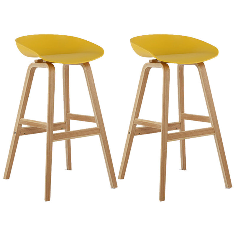 Wood Plastic Counter Stools Backless Scandinavian Bar Stools with Bucket Seat Natural Yellow 2 Piece Set Clearhalo 'Bar Furniture' 'Bar Stools' 'bar_stools' 'furn' 'furn_bar_stools' 'furniture_bar_stools' 'Kitchen & Dining Furniture' 'kitchen&dining_furn' 'kitchen' 'kitchen_furn' Furniture' 4392847