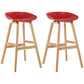 Wood Plastic Counter Stools Backless Scandinavian Bar Stools with Bucket Seat Natural Red 2 Piece Set Clearhalo 'Bar Furniture' 'Bar Stools' 'bar_stools' 'furn' 'furn_bar_stools' 'furniture_bar_stools' 'Kitchen & Dining Furniture' 'kitchen&dining_furn' 'kitchen' 'kitchen_furn' Furniture' 4392850