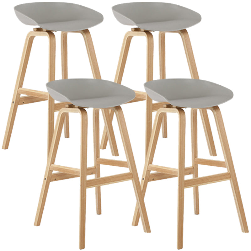 Wood Plastic Counter Stools Backless Scandinavian Bar Stools with Bucket Seat Natural Gray 4 Piece Set Clearhalo 'Bar Furniture' 'Bar Stools' 'bar_stools' 'furn' 'furn_bar_stools' 'furniture_bar_stools' 'Kitchen & Dining Furniture' 'kitchen&dining_furn' 'kitchen' 'kitchen_furn' Furniture' 4392851