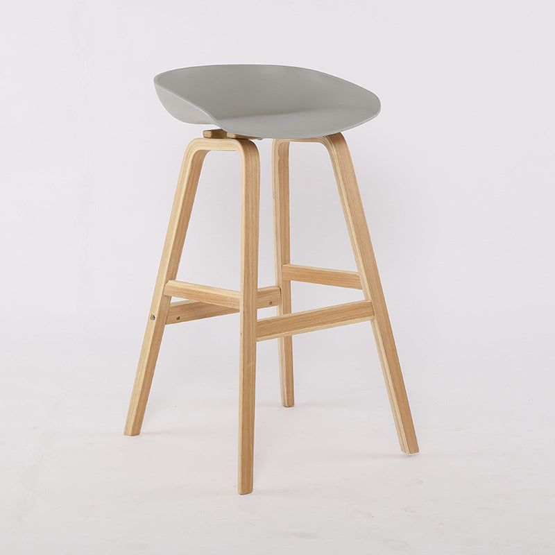 Wood Plastic Counter Stools Backless Scandinavian Bar Stools with Bucket Seat Natural Gray 1 Piece Clearhalo 'Bar Furniture' 'Bar Stools' 'bar_stools' 'furn' 'furn_bar_stools' 'furniture_bar_stools' 'Kitchen & Dining Furniture' 'kitchen&dining_furn' 'kitchen' 'kitchen_furn' Furniture' 4392852