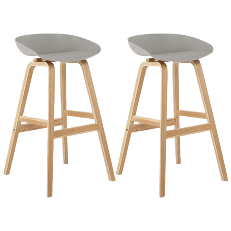 Wood Plastic Counter Stools Backless Scandinavian Bar Stools with Bucket Seat Natural Gray 2 Piece Set Clearhalo 'Bar Furniture' 'Bar Stools' 'bar_stools' 'furn' 'furn_bar_stools' 'furniture_bar_stools' 'Kitchen & Dining Furniture' 'kitchen&dining_furn' 'kitchen' 'kitchen_furn' Furniture' 4392853