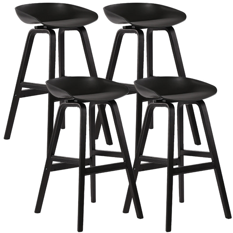 Wood Plastic Counter Stools Backless Scandinavian Bar Stools with Bucket Seat Black Black 4 Piece Set Clearhalo 'Bar Furniture' 'Bar Stools' 'bar_stools' 'furn' 'furn_bar_stools' 'furniture_bar_stools' 'Kitchen & Dining Furniture' 'kitchen&dining_furn' 'kitchen' 'kitchen_furn' Furniture' 4392854