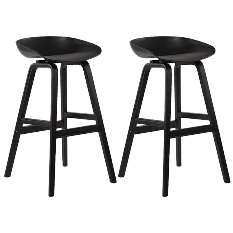 Wood Plastic Counter Stools Backless Scandinavian Bar Stools with Bucket Seat Black Black 2 Piece Set Clearhalo 'Bar Furniture' 'Bar Stools' 'bar_stools' 'furn' 'furn_bar_stools' 'furniture_bar_stools' 'Kitchen & Dining Furniture' 'kitchen&dining_furn' 'kitchen' 'kitchen_furn' Furniture' 4392856